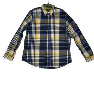 Eddie Bauer Plaid Classic Fit Button Down Shirt Long Sleeve Mercelized Cotton XL